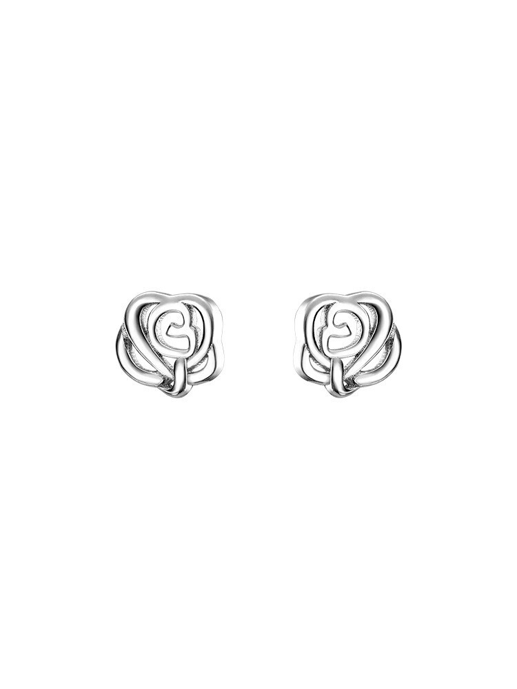 925 Silver Post Abstract Love Flower Rose Stud Earrings 5mm Women Girl S6