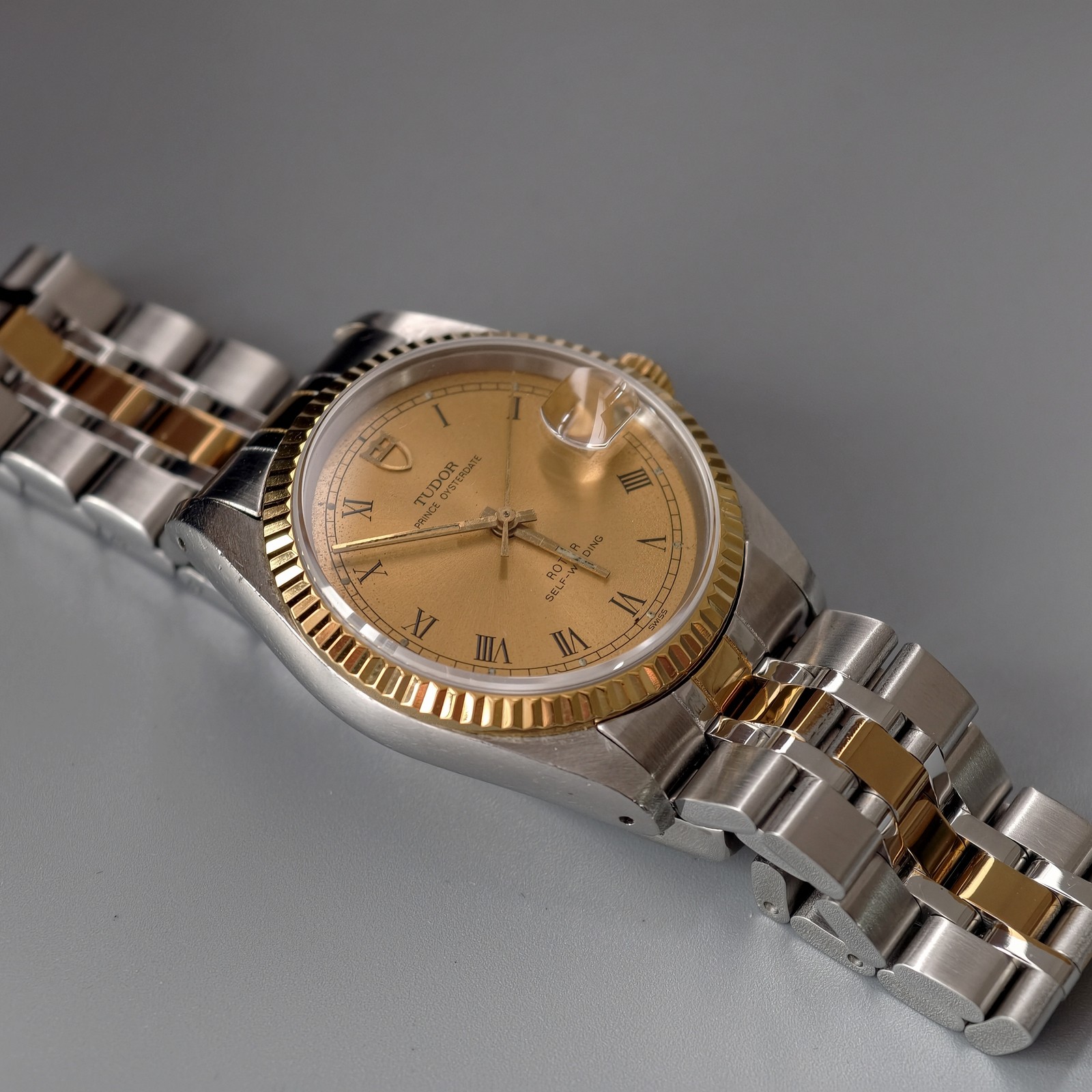 Tudor Prince Date 74033 Champagne Dial Men’s Watch Auto 34mm Black Roman Number
