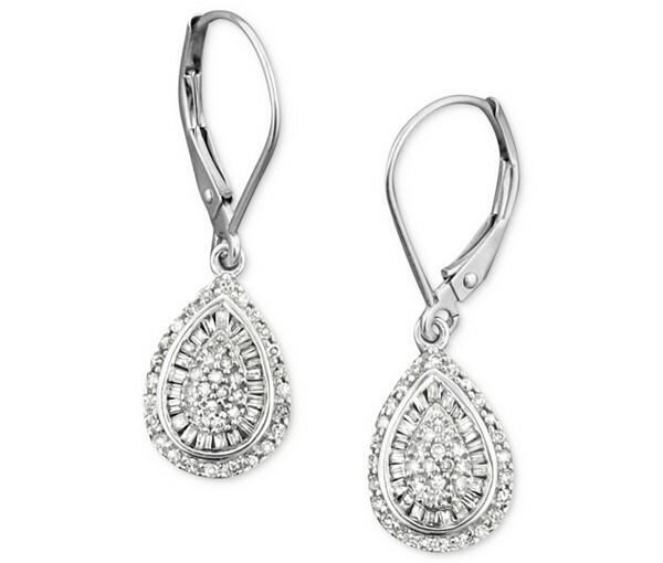 0.50 Cttw Natural Diamond Teardrop Earrings 14k White Gold