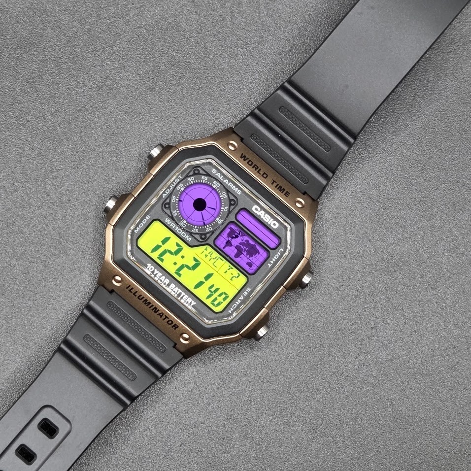 Joker Theme Based on CASIO AE-1200WH-5AV. Royale World Time Watch Mod.