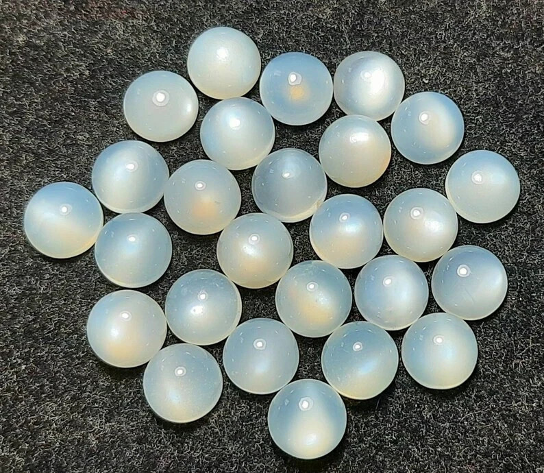 5-10 mm AAA+ Natural White Moonstone Cabochon Round Gemstone For Jewelry Making