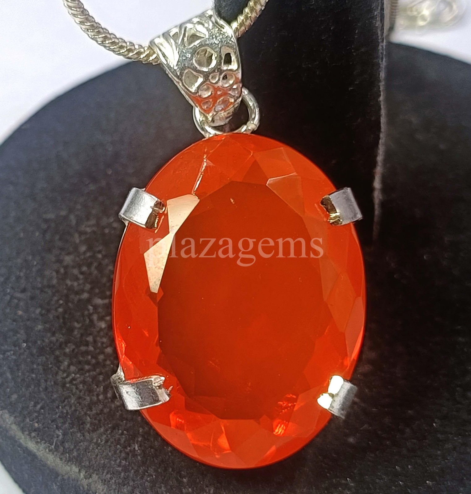 Natural 78.30Ct Orange Opal Pendant Oval Cut 925 Sterling Silver Chain Gems 5OSP