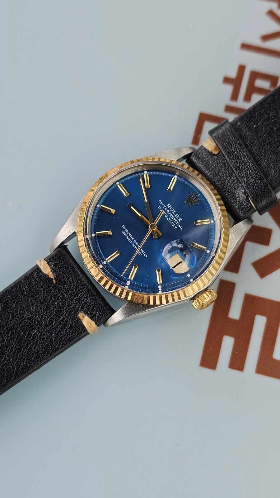 Rolex Datejust 1601 Blue Pie-Pan Dial Two-Tone Men’s Automatic Watch 1974