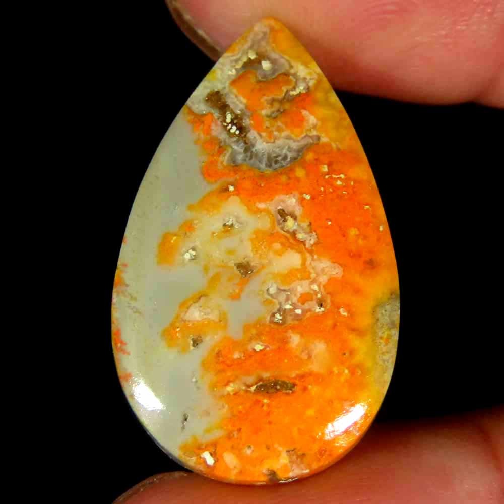 13.90Cts 100%Natural Eclipse Bumble Bee Jasper Pear Cab 16x27x4mm Top Gemstone