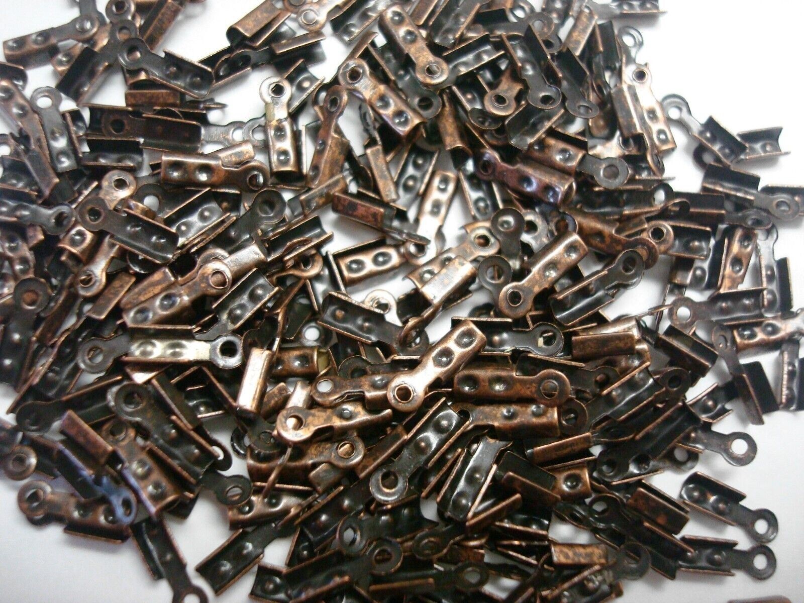 500 Copper plated foldover crimping thong lace ends leather clasp end FPS100B