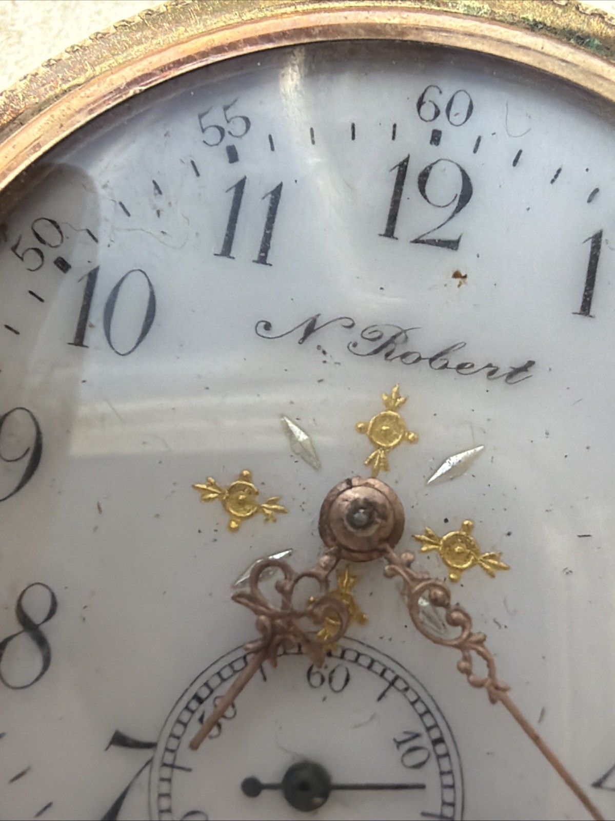 AT24 VTG N Robert 5 Years Gold Filled 36.8mm Pocket Watch Parts Repair As Is**
