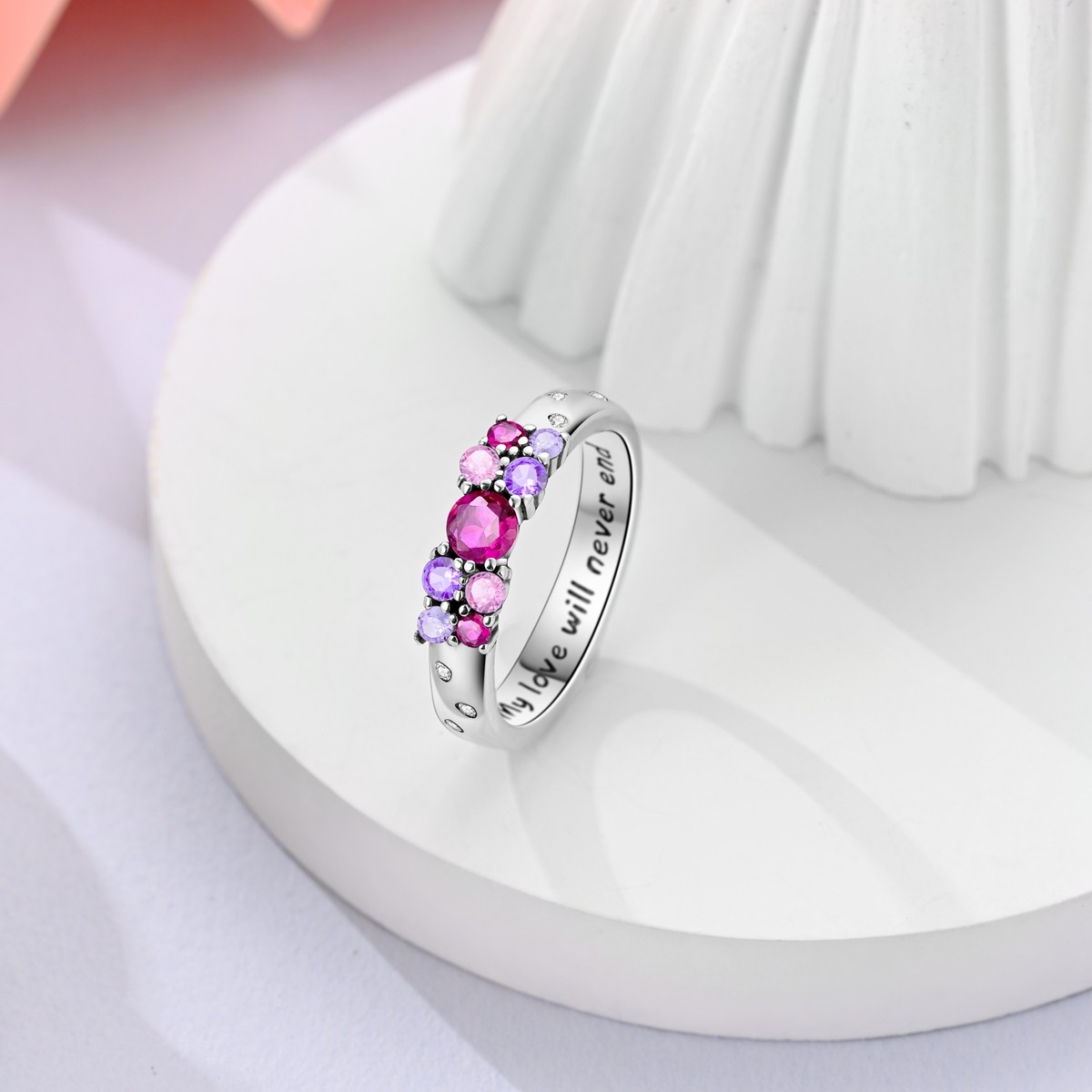 LAZA 925 Sterling Silver Endless love Finger Ring Pink AAA CZ for Women Jewelry