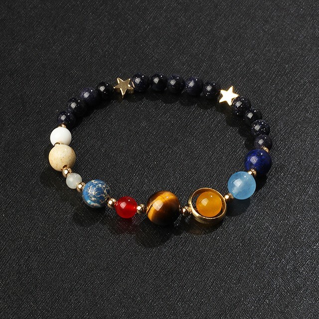 Solar System Universe Eight Planets Healing Girls Women Gemstone Bracelet Gift