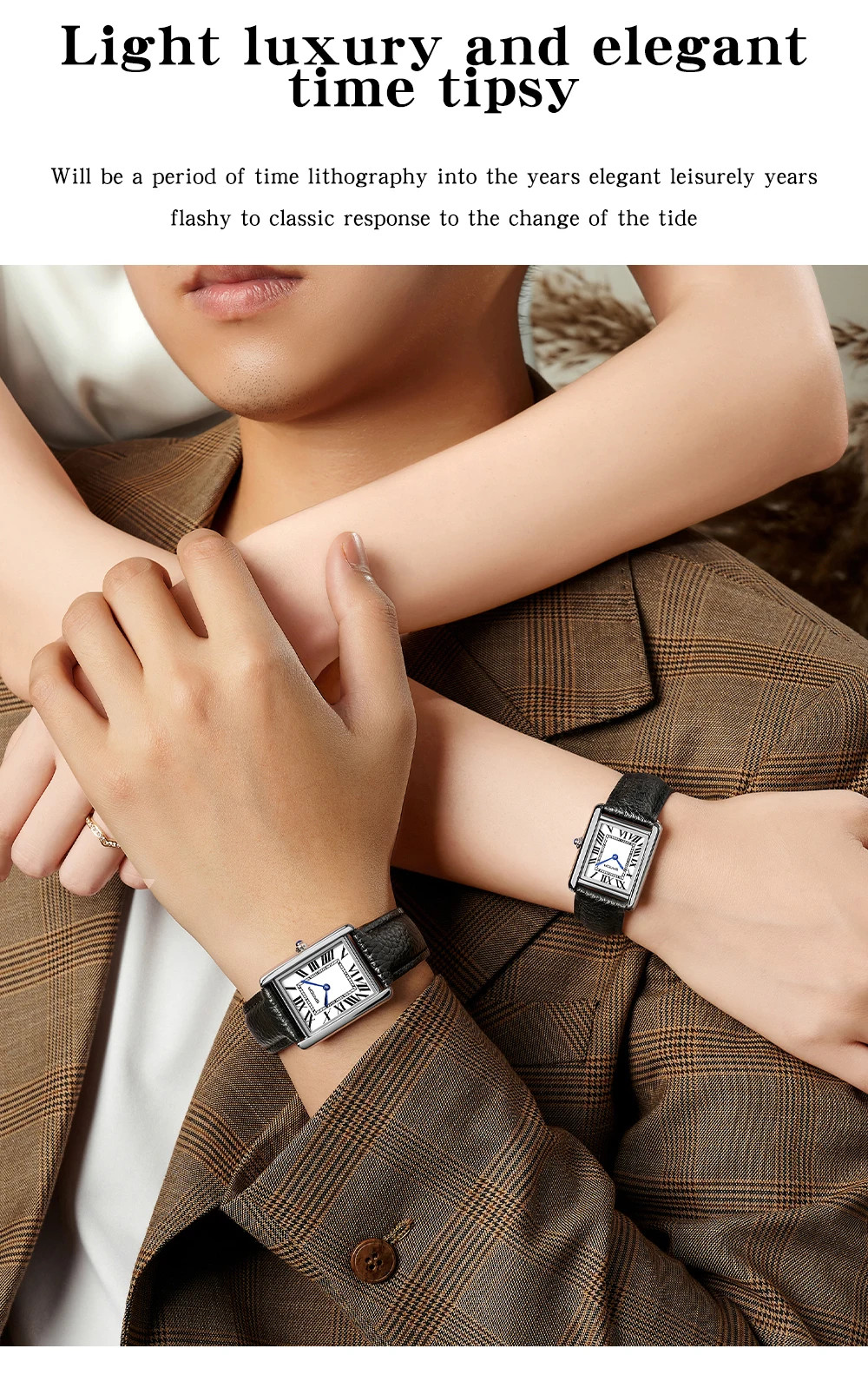 Fashion Roman Time scale 1108 Rectangular Couple Frank Watch Silver Luxur