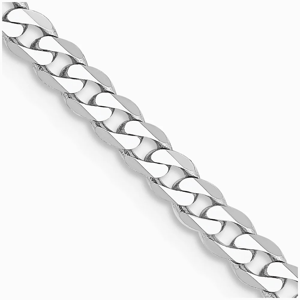 14K White Gold 2.9mm Flat Beveled Curb Chain Necklace 16″-26″