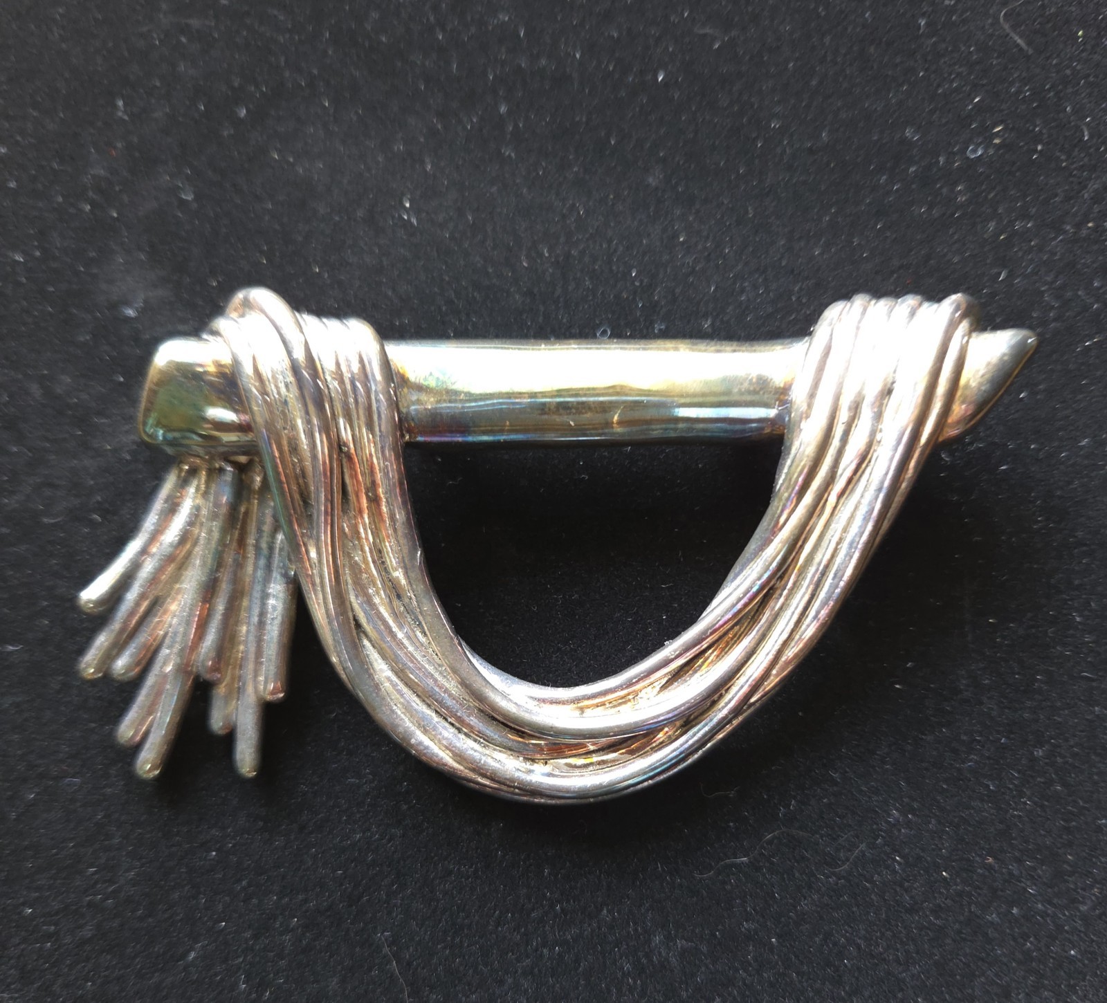 Vintage Israeli Modernist Sterling Silver Hand Brooch Pin Wire Wrapped 925 31g