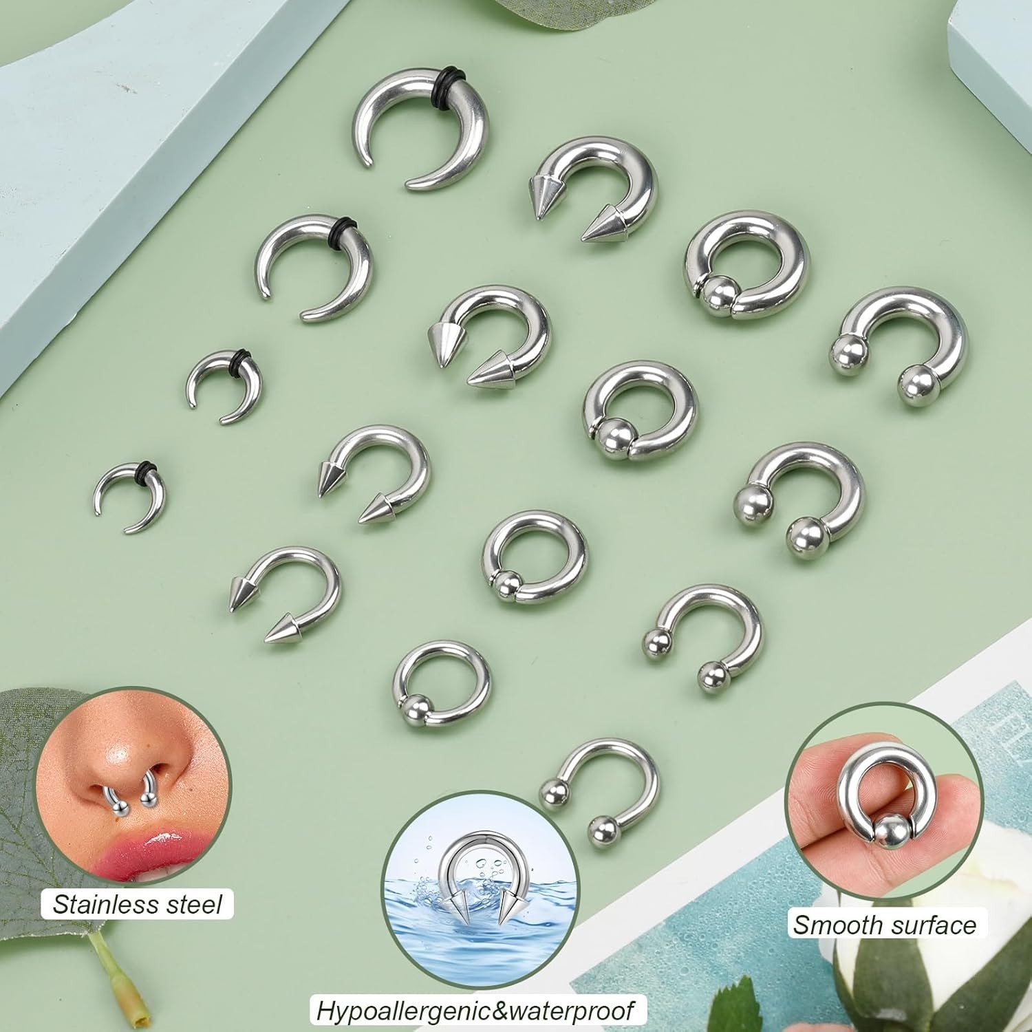 8Pcs Septum Rings 2G 4G 6G 8G 10G 12G 14G 16G Stianless Steel Septum Jewelry …