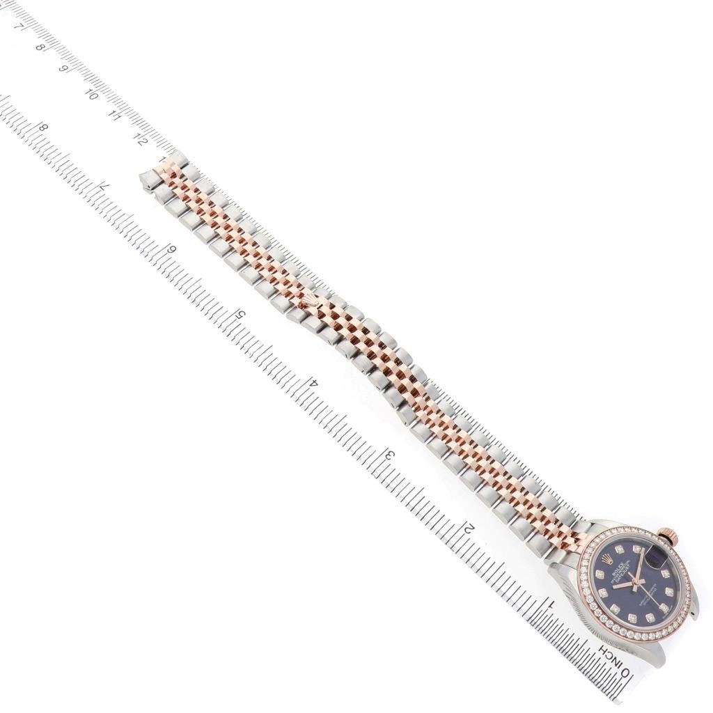 Rolex Datejust Steel Rose Gold Diamond Purple Dial Ladies Watch 279381