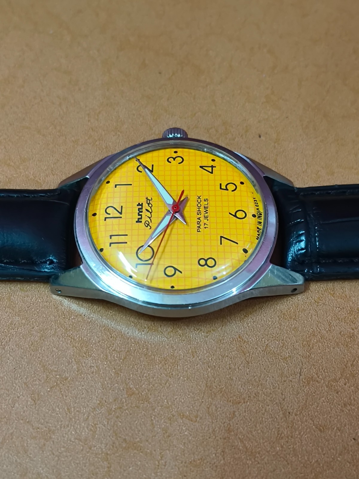 Vintage HMT Pilot Yellow 17 Jewels Mechanical Hand Winding Men’s Wrist Watch