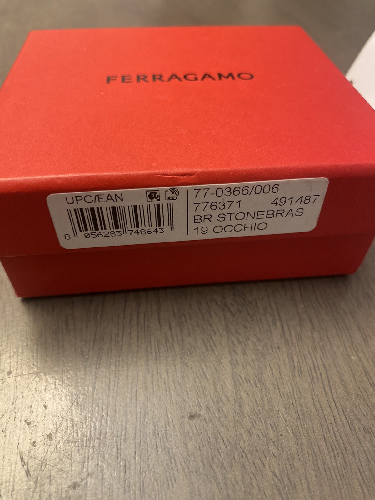 Ferragamo Mens Semi-Precious Tiger Eye Stones Logo Stretch Bracelet 19 NEW
