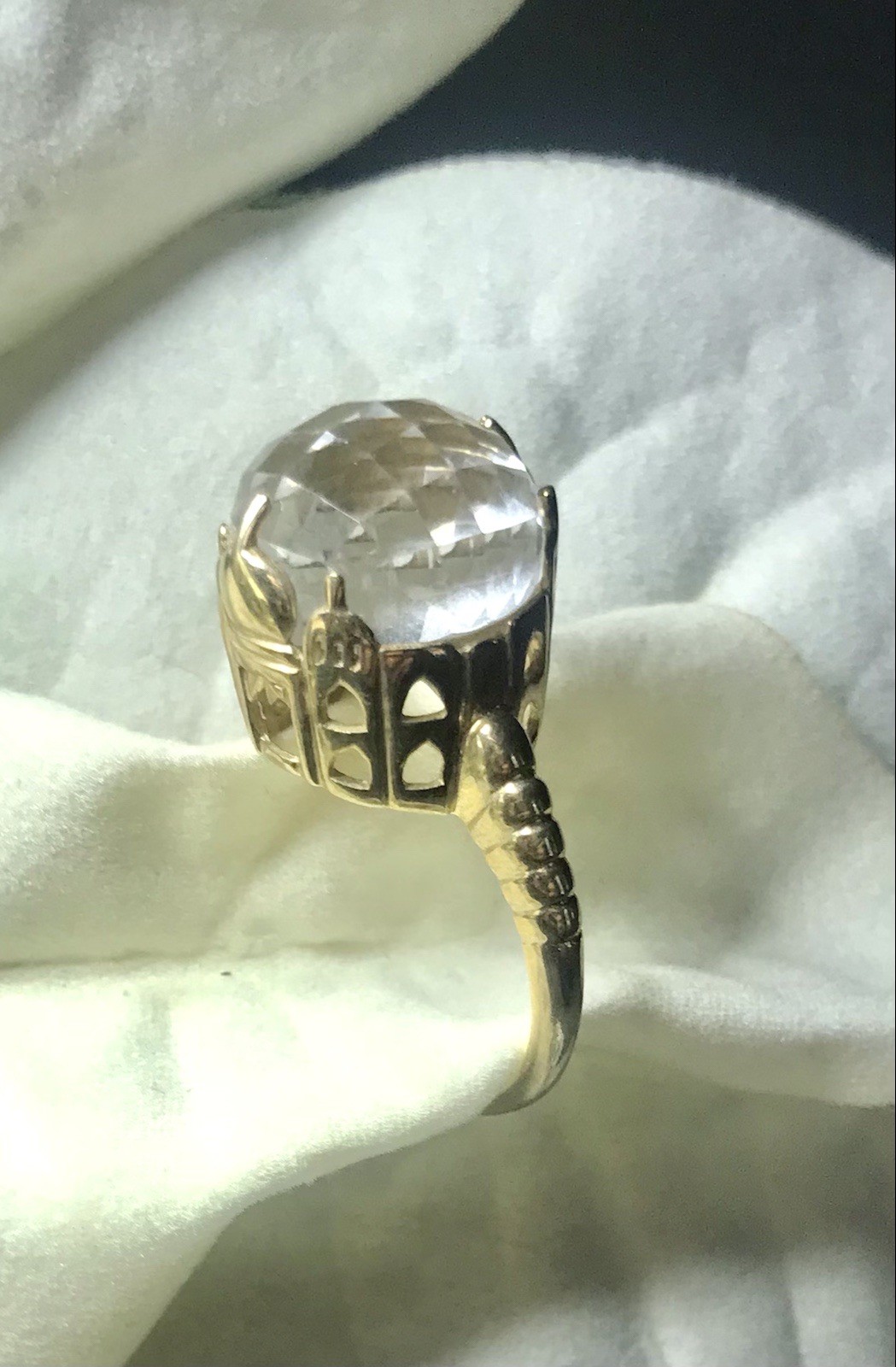 Solid 10k Yellow Gold Genuine 12.10 CTW Topaz ￼￼￼Taj Mahal Ring