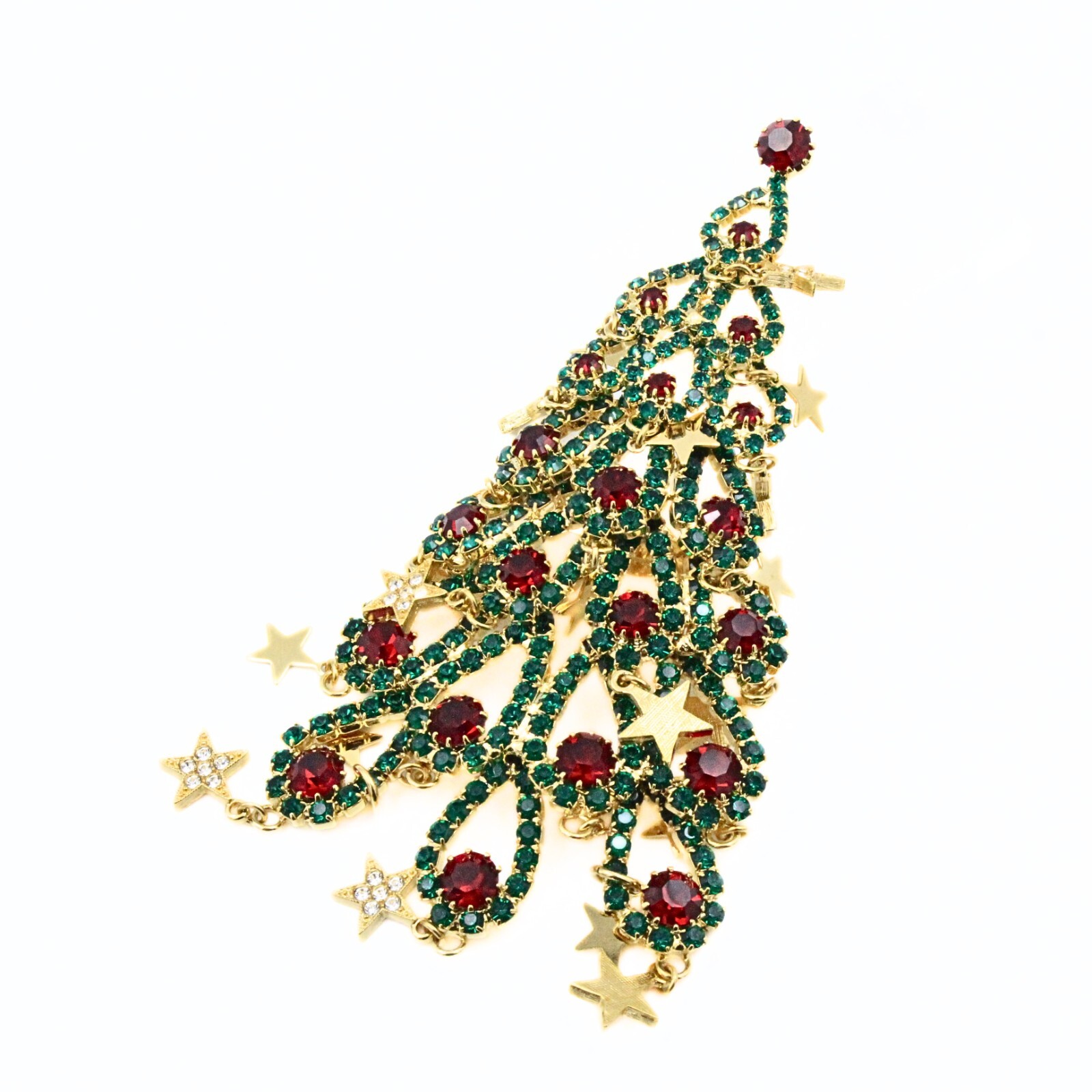 Kirks Folly LTD 244/300 Christmas Tree Red Green Gold Dangle Large Brooch