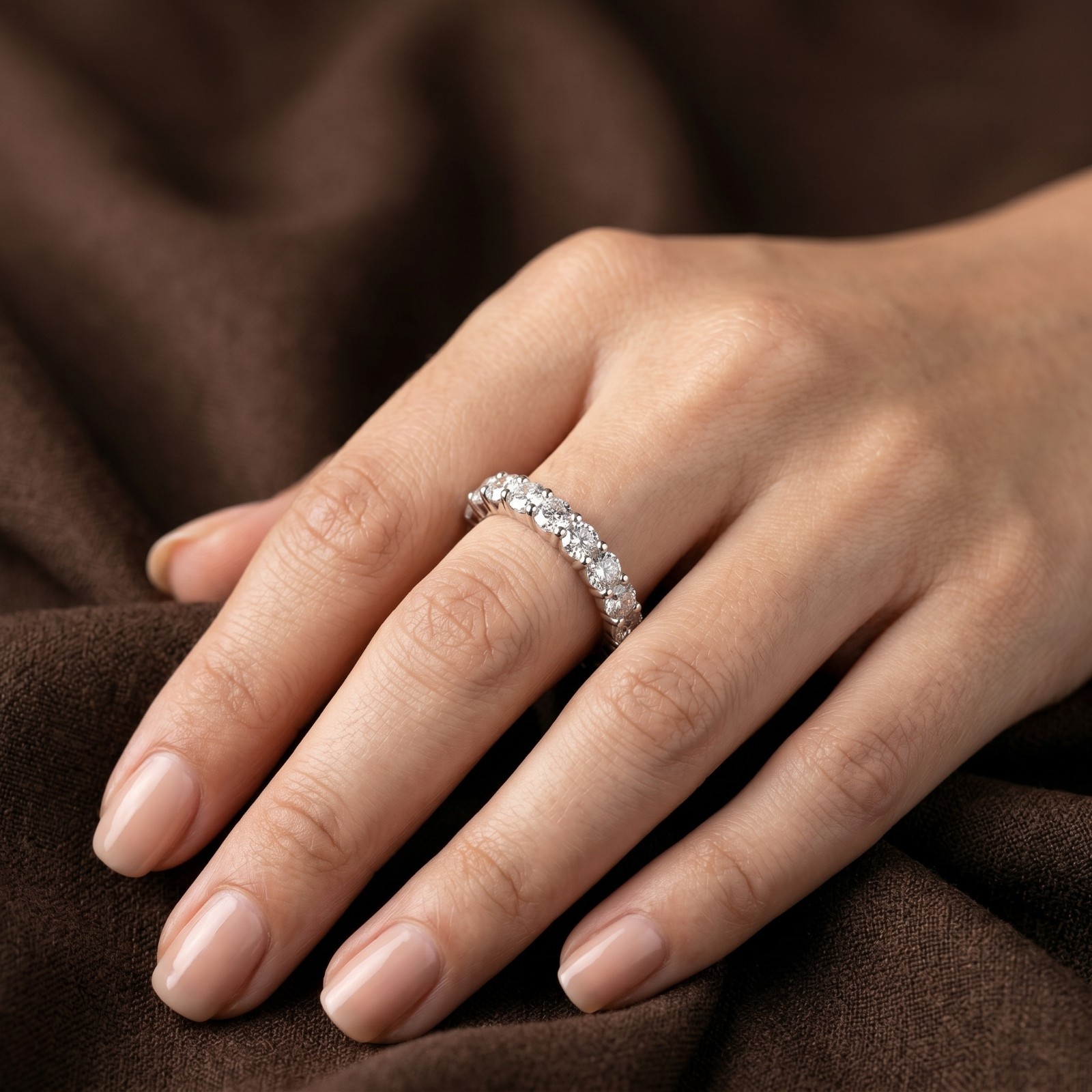 Round Moissanite Wedding Band | 925 Sterling Silver Stackable Design Men & Women