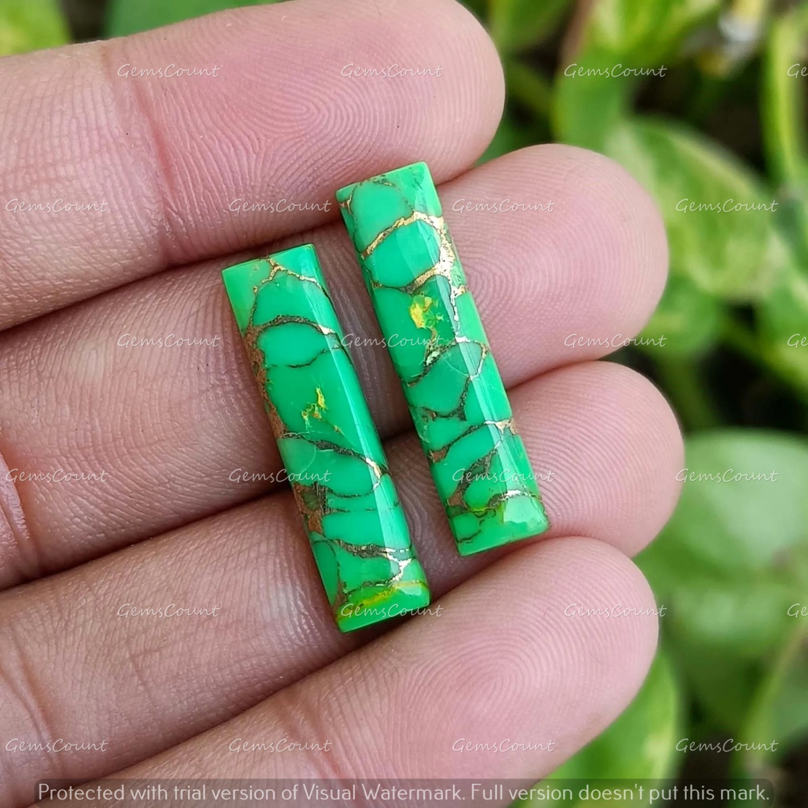 Natural Green Copper Turquoise Rectangle Cabochon Loose Gemstone 5x10mm-15x30mm