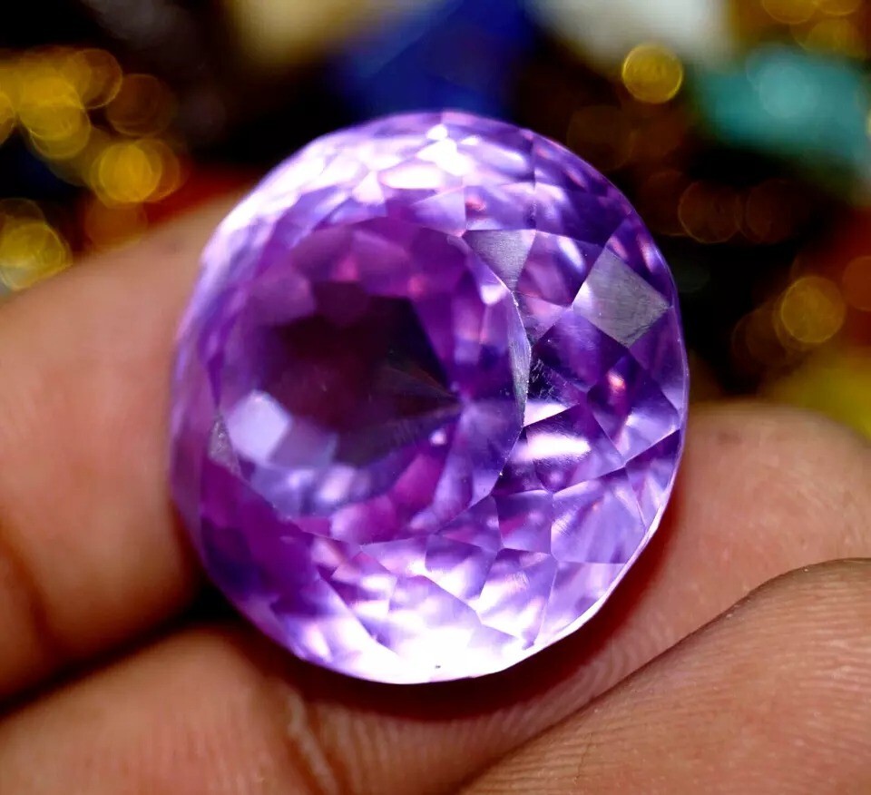 92.57 Ct Natural Certified Cambodian Purple Zircon Round Cut Loose Gemstone