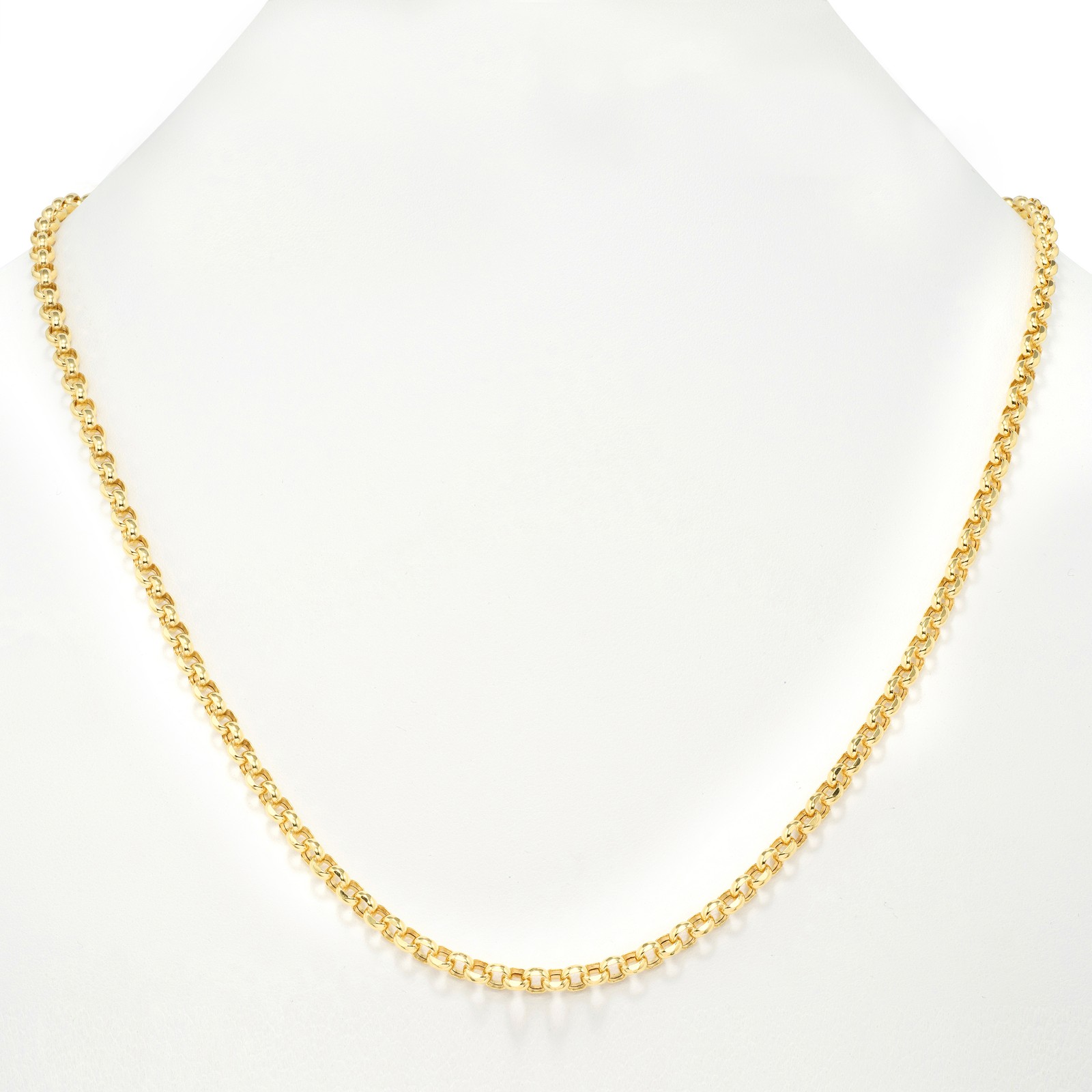 10K Yellow Gold 2mm-5mm Rolo Round Cable Link Chain Pendant Necklace, 16″- 30″