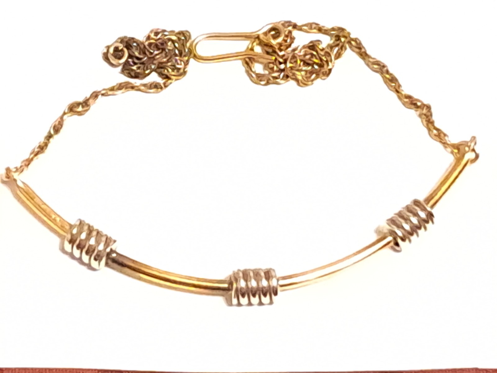 1/20 12K Gold Chain Balance Bar Necklace w/Silver Wrap 13.5″ Choker Length