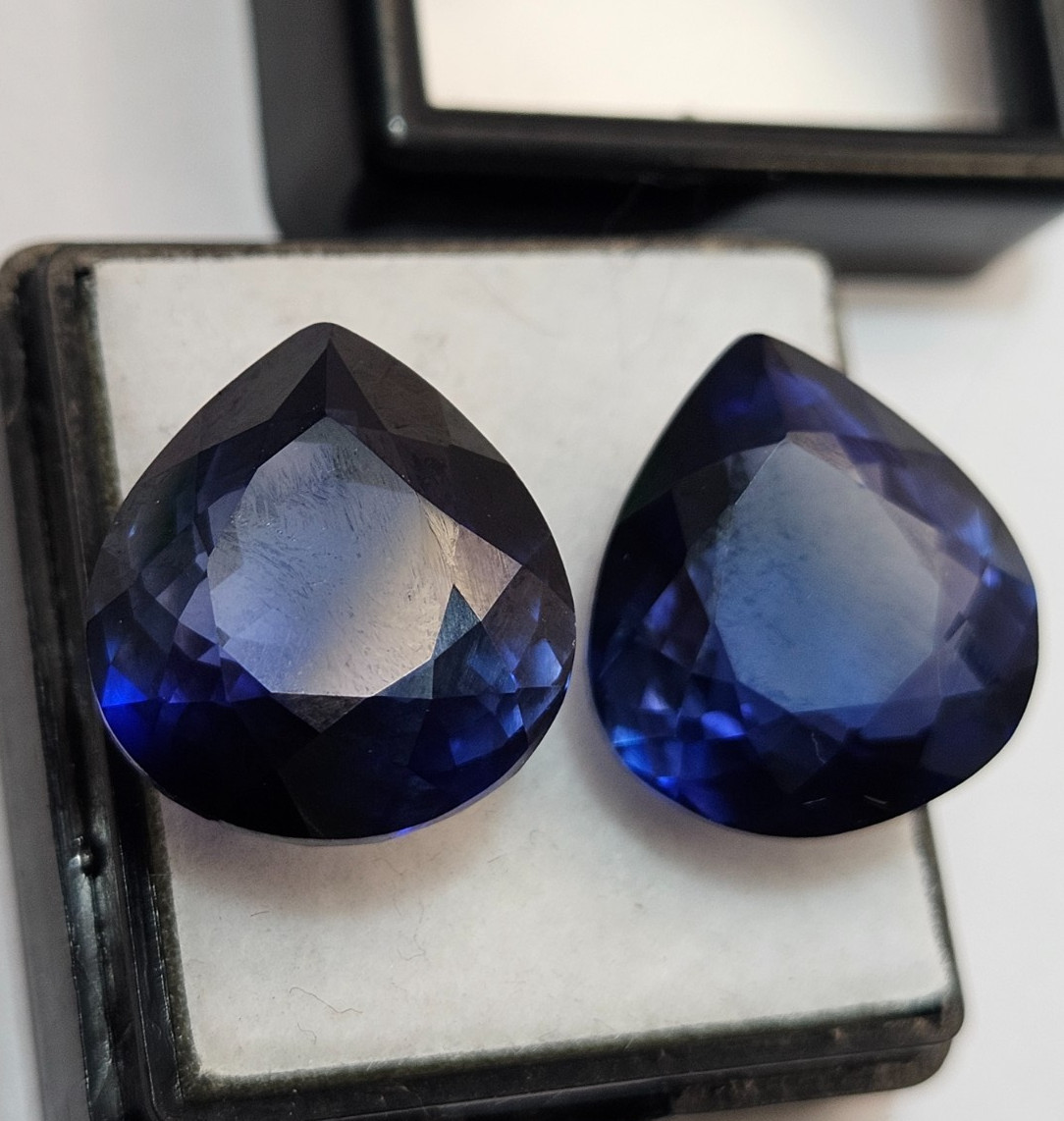 Blue Pear Cut 30+ Ct Natural Tanzanite Loose Pair GEMSTONE For Earring Making