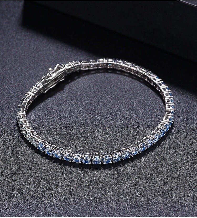 3mm Real Moissanite Tennis Chain Bracelet 925 Sterling Silver Pass Tester Hiphop