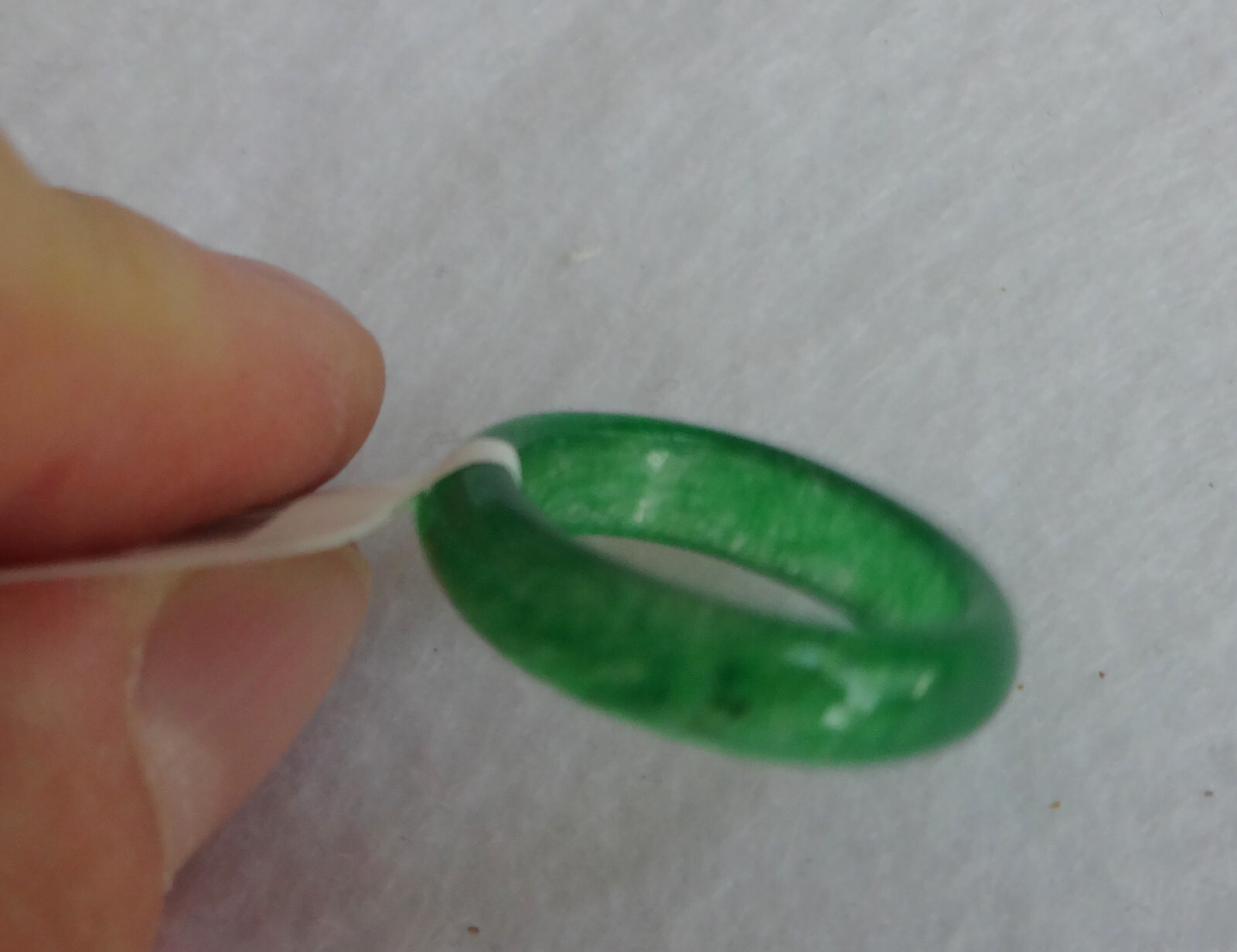Chinese Natural Grade A Translusent Apple Green Jade Nephrite Ring Size 9