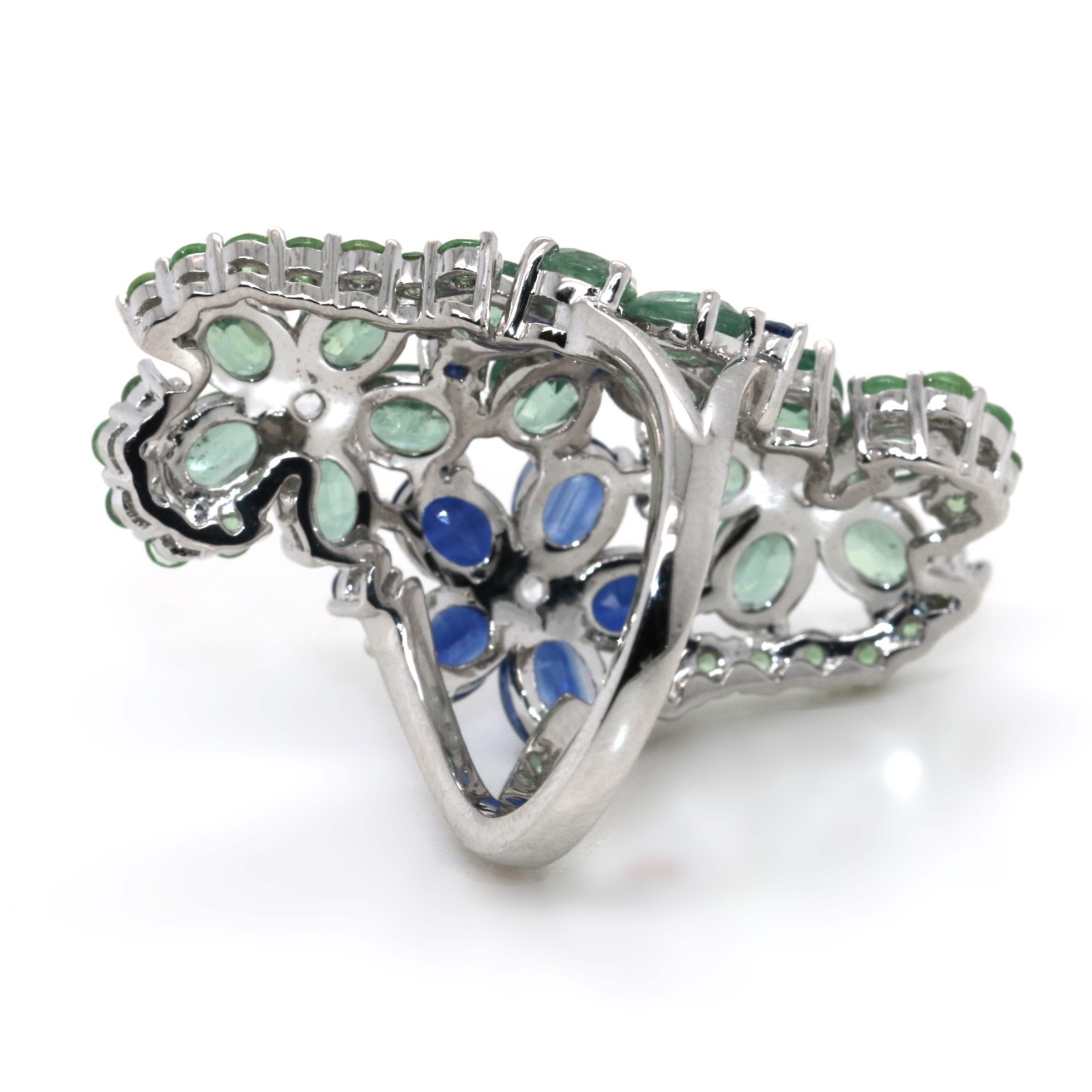 925 Tsavorite / White Zircon / Kyanite Ring