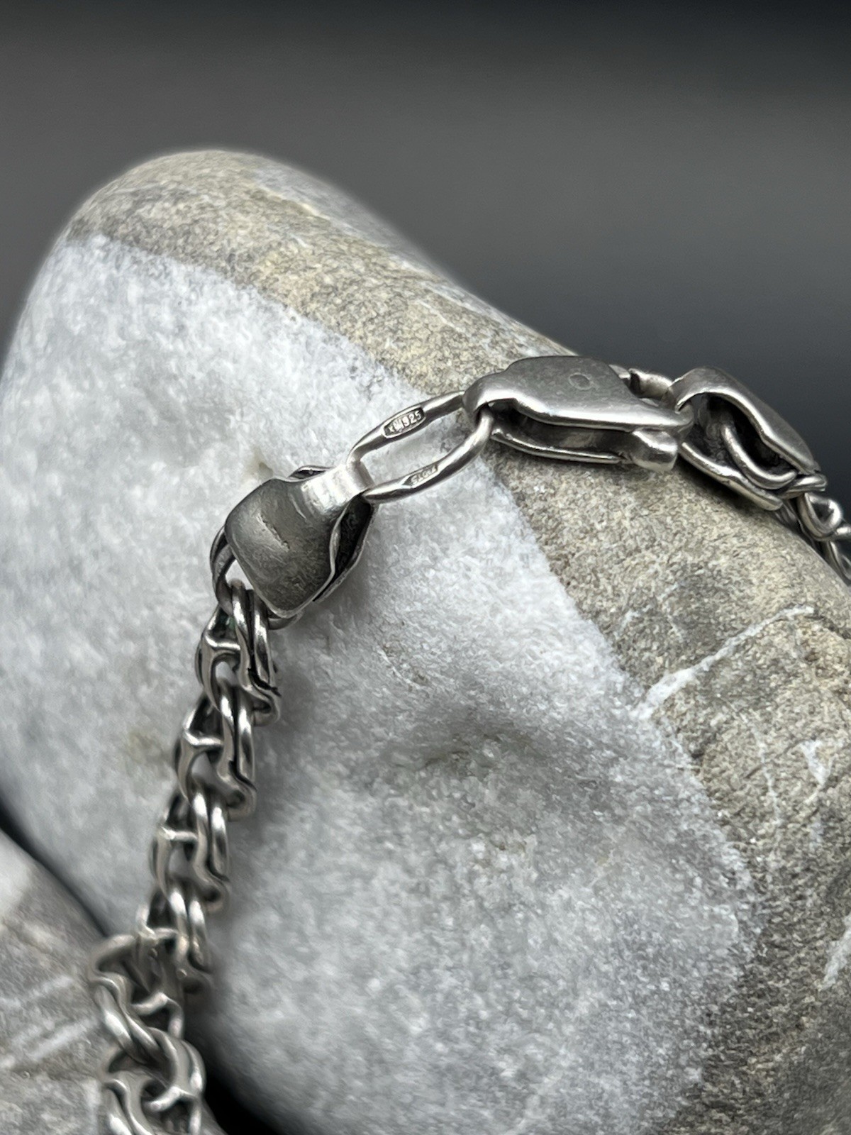 Vintage Elegant 925 Silver Rolo Chain Bracelet 9 In
