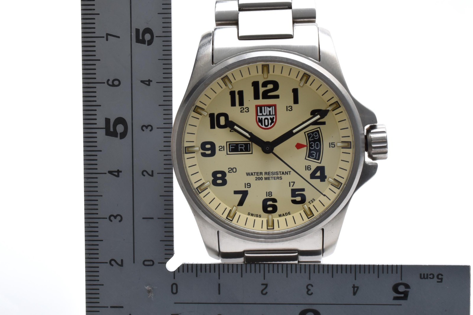 [Near Mint] LUMINOX ATACAMA FIELD 1820 Day Date Beige Dial Men’s Watch Quartz ST