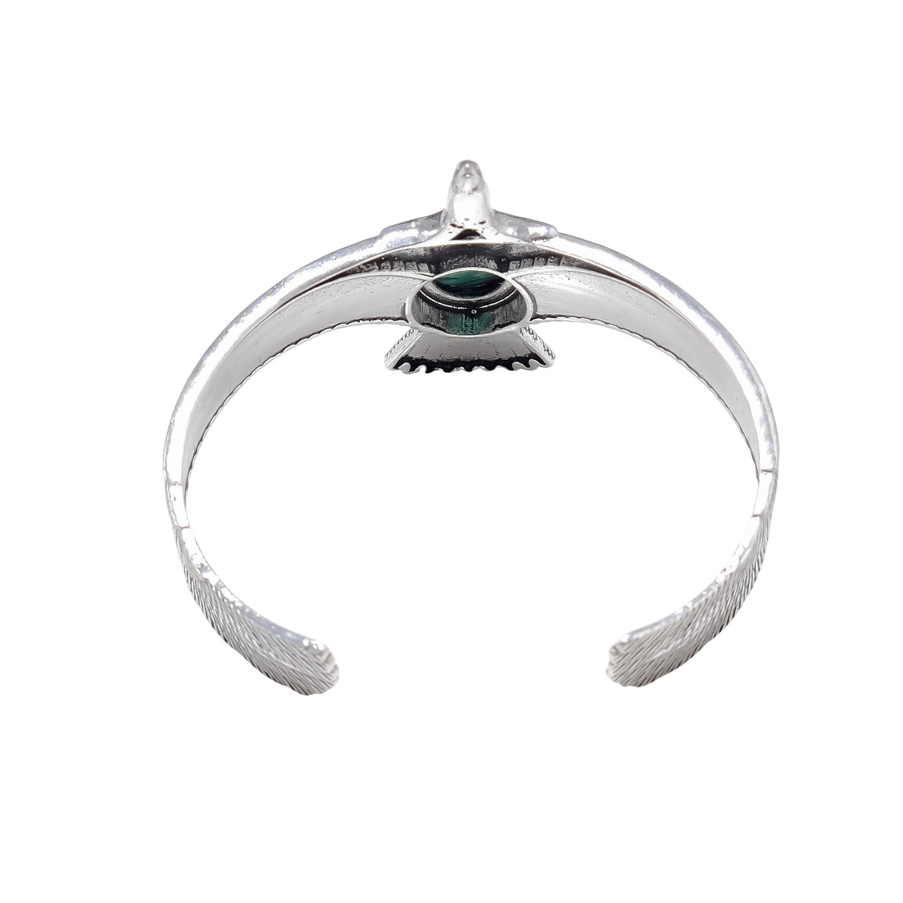 925 Sterling Silver Eagle Bracelet Malachite Stone Wildlife Unisex Cuff Bangle