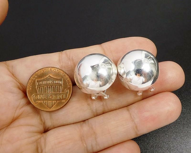 Shiny Sterling Silver Large 18mm Half Dome Stud Post Earrings Statement Fab!