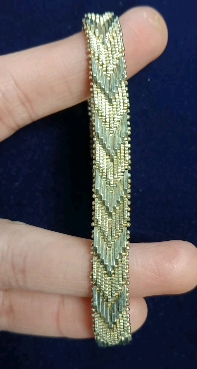 Solid 925 Sterling Silver Weave Design Bracelet With Push Lock Clasp