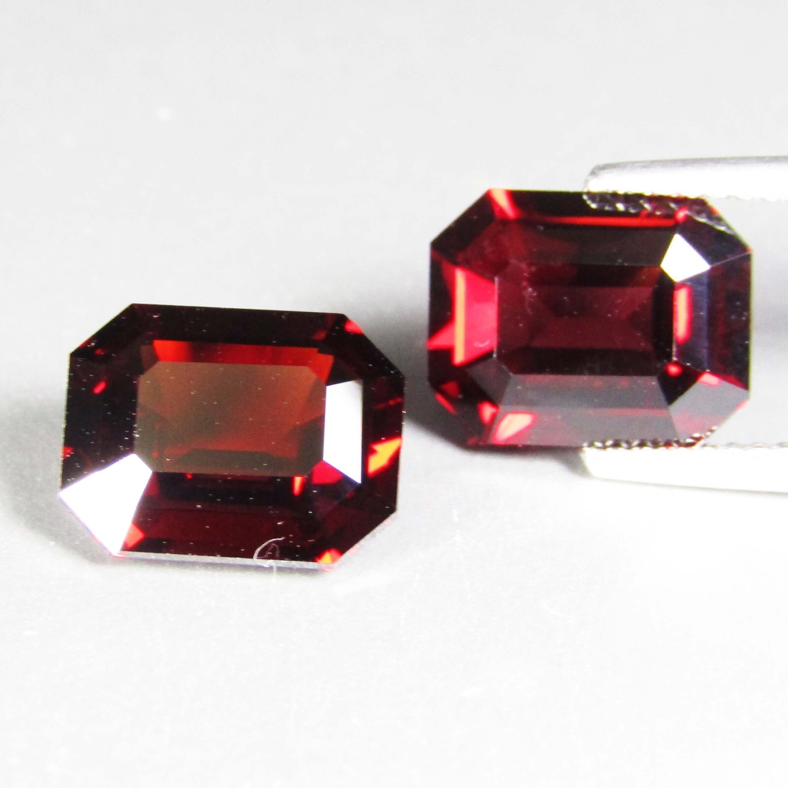 8.86Cts Natural Genuine Pyrope Garnet 10.5×8.5x5mm Emerald Cut Pair Gemstones