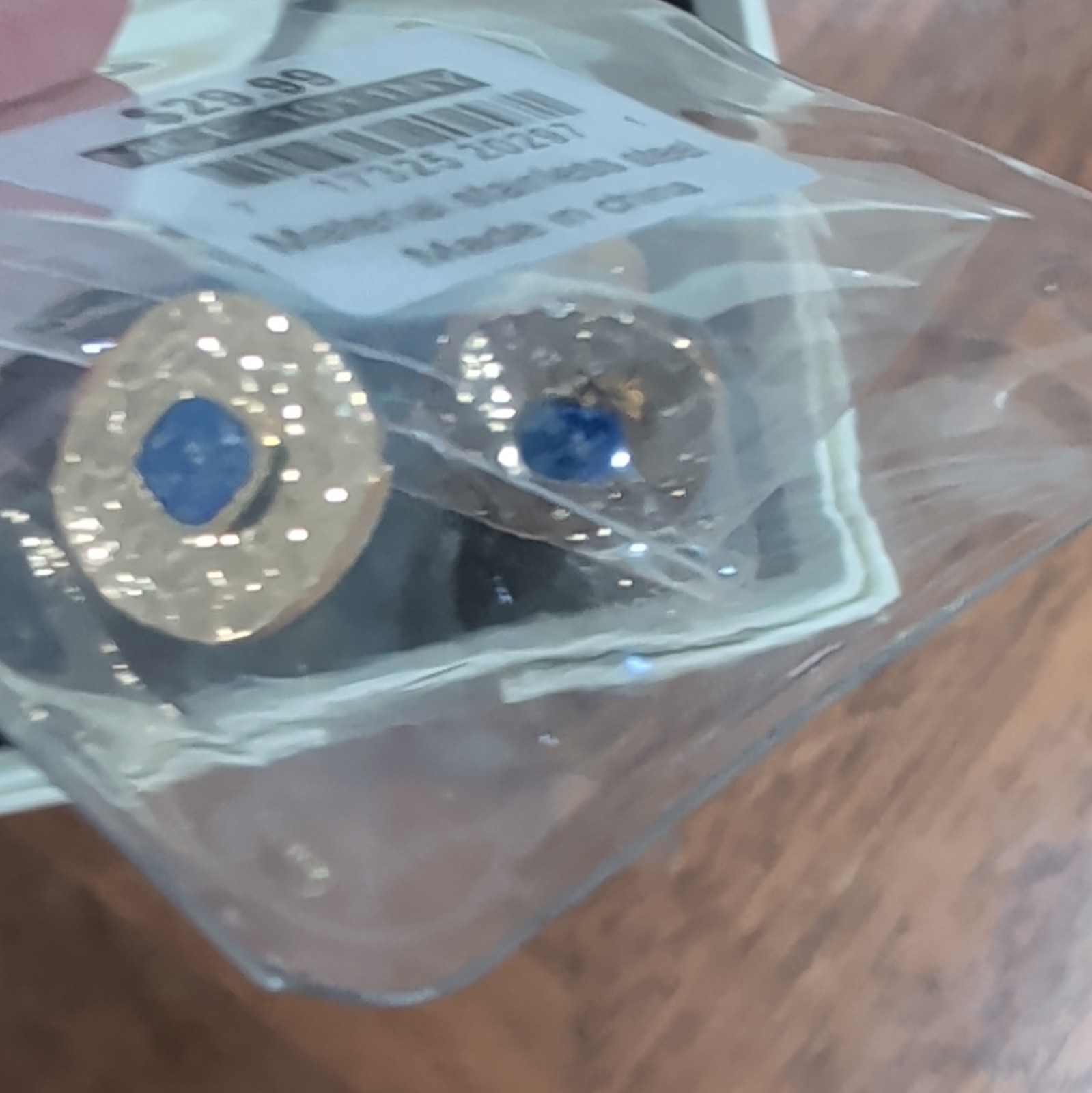 Milan Chiva Stainless Steel Round Stud Earrings Gold/Blue Butterfly MCE-1011NY