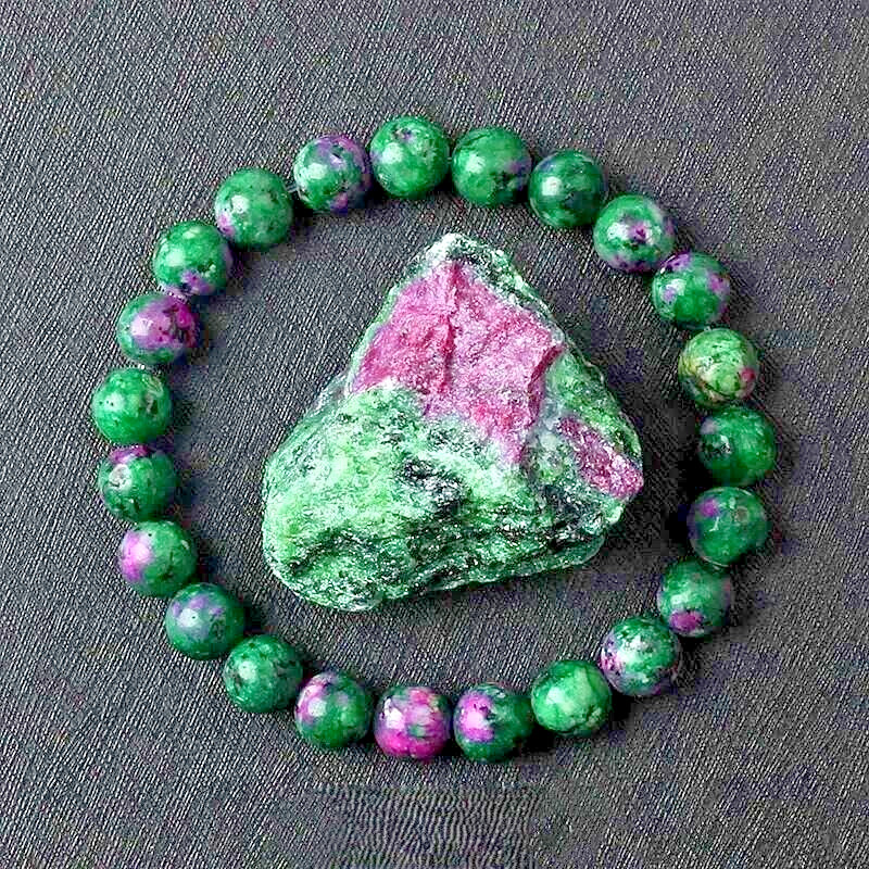 Natural Ruby Zoisite 8mm Beads Green Healing Reiki Gemstone Stretch Bracelet