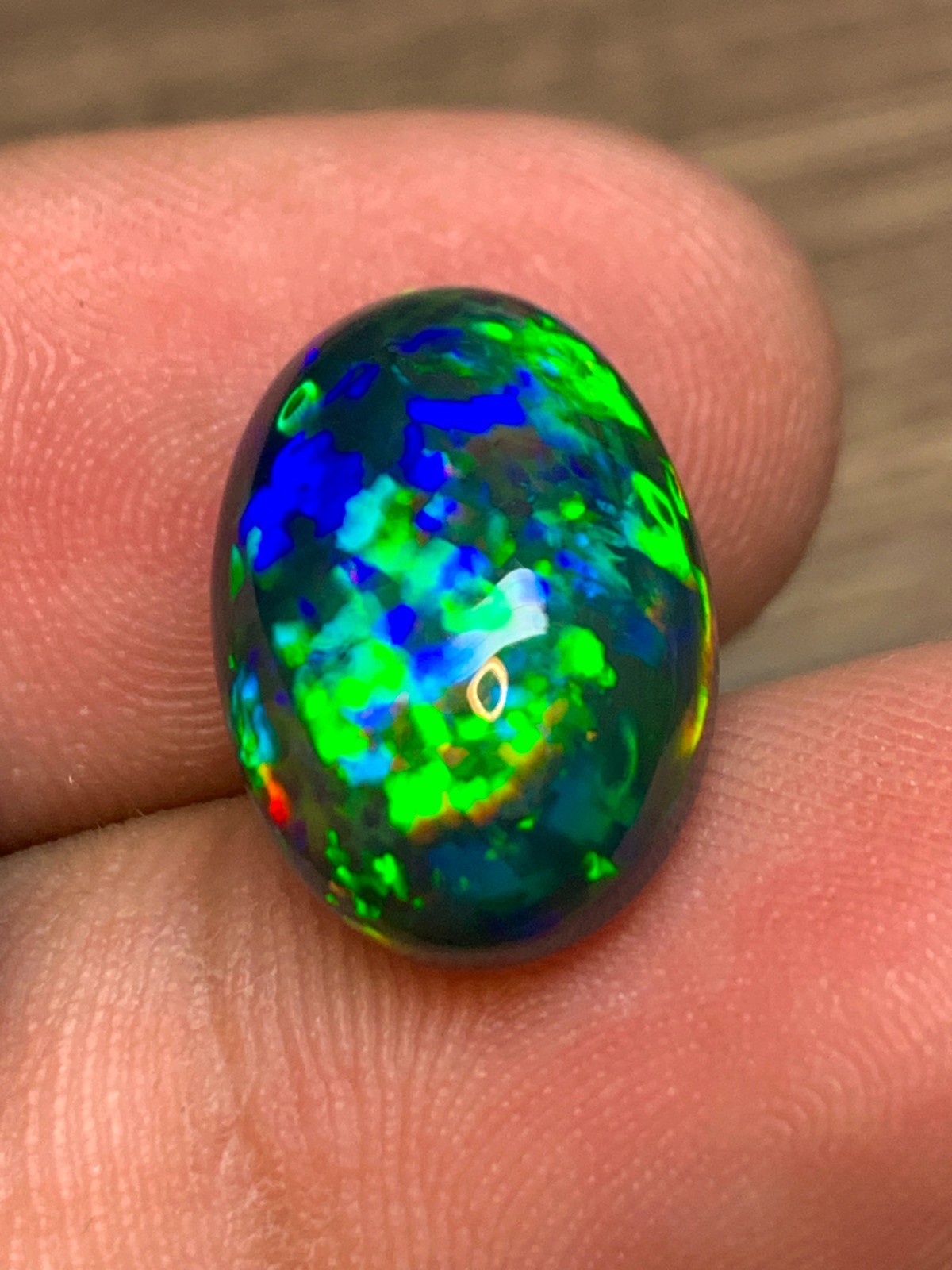 Ethiopian Black Opal Honeycomb Pin Fire 5.85 Carat Oval Cabochon Loose Gemstone