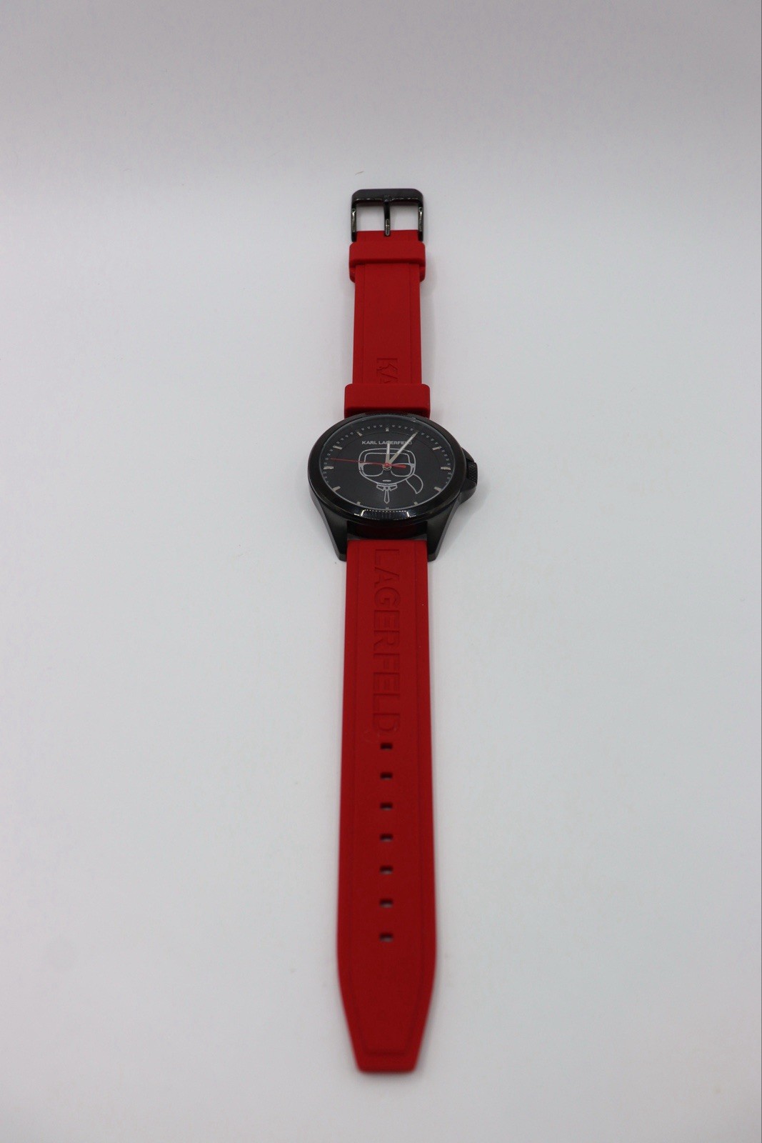 Karl Lagerfeld SI190072 Karl Ikonik Outline Red Silicone Strap Watch NO BOX!