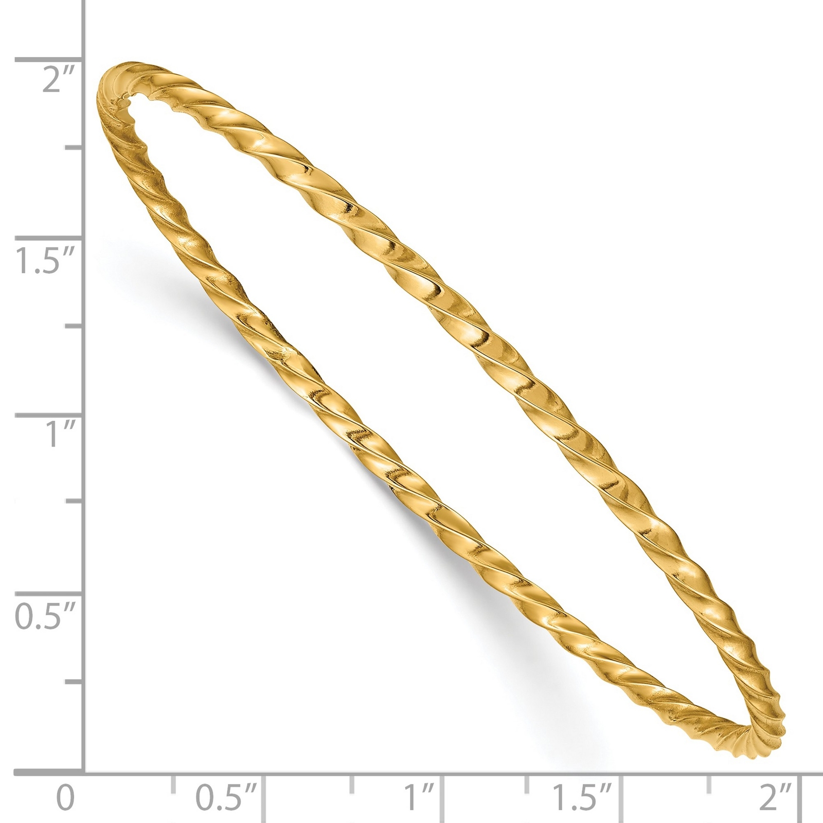10k Yellow Gold 2.50mm Twisted Slip-on Bangle Bracelet
