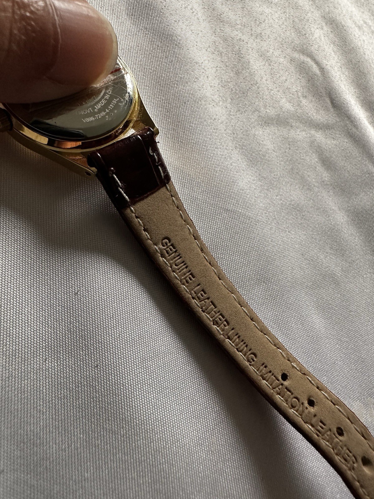 Vintage Disney Mickey Mouse Analog Watch Gold Tone Case Brown Leather Strap
