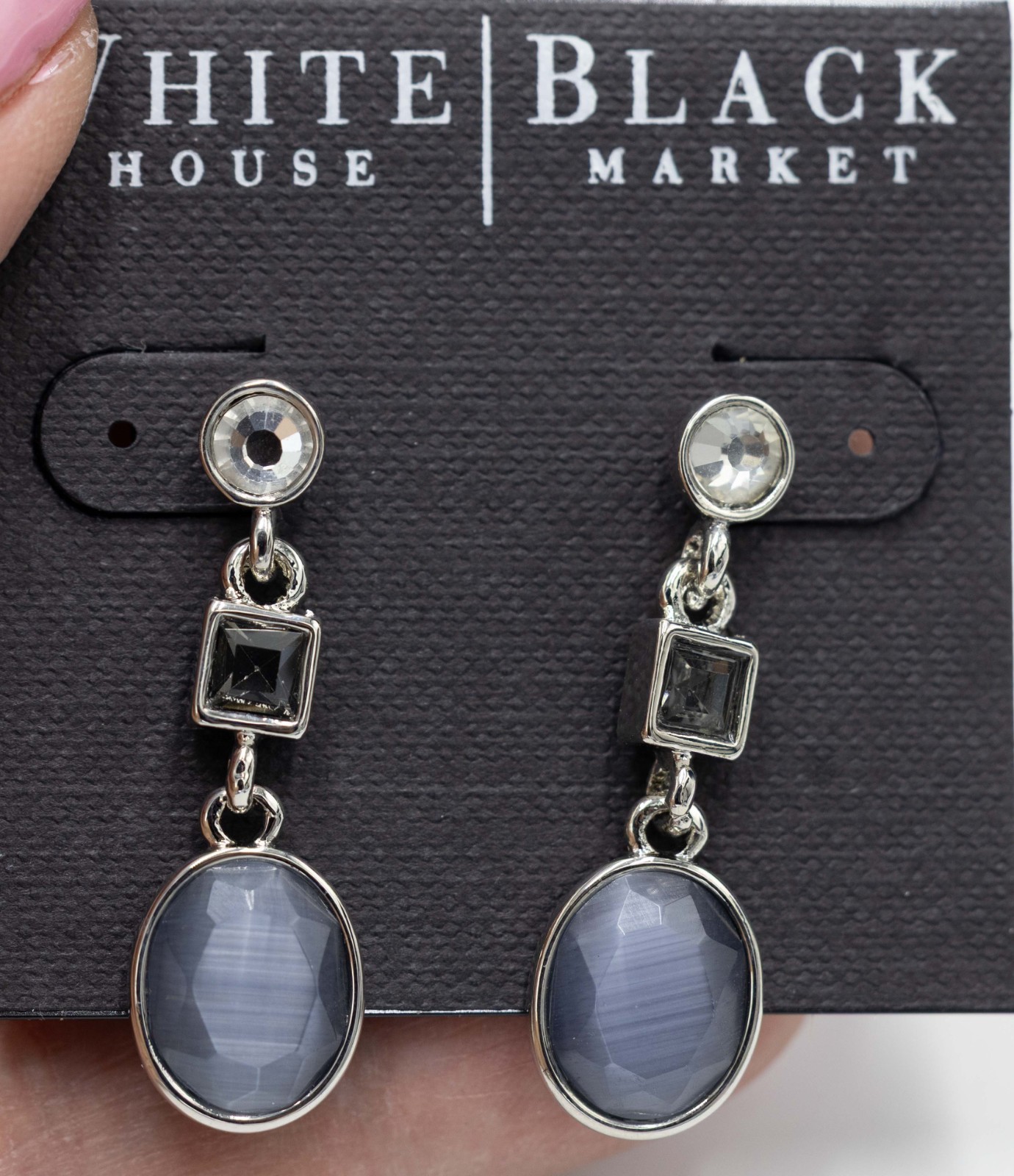 White House Black Market Crystal Dangle Earrings Wine NWT $28