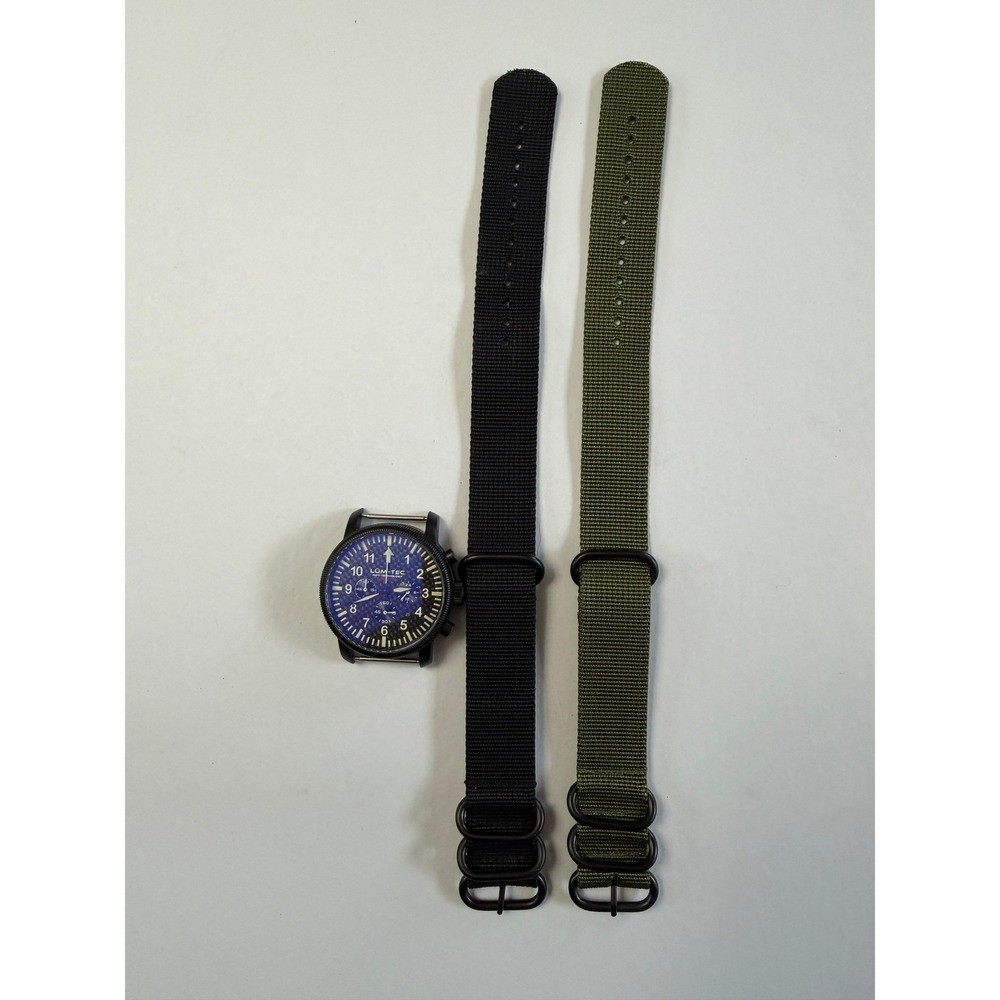 Lum-Tec Combat B9 C030/100 Limited Edition Chronograph Mens Black Watch 2 Bands