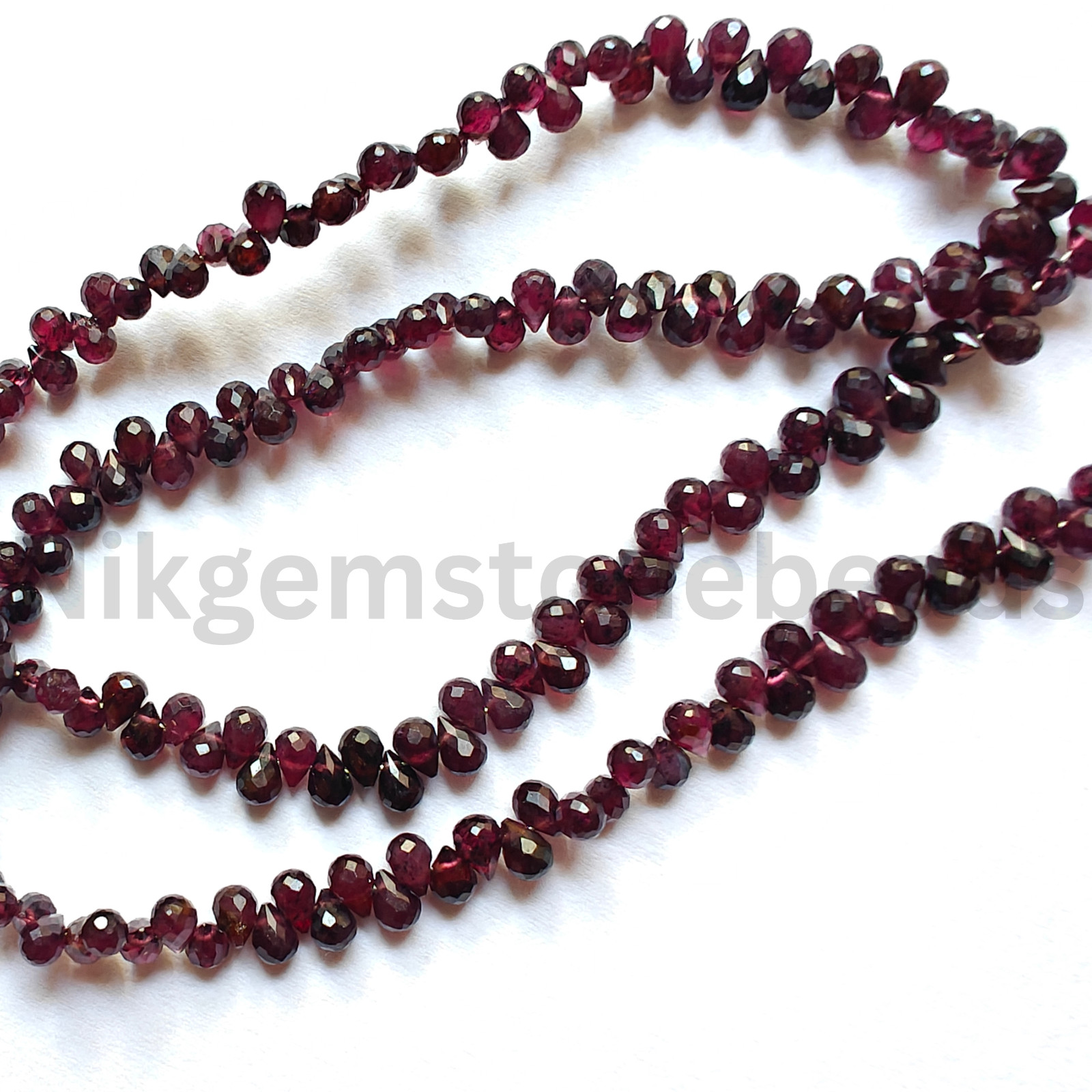 Natural Rhodolite Garnet Beads, Briolette Faceted Drop Cut Stone, 4.00-4.40 MM.