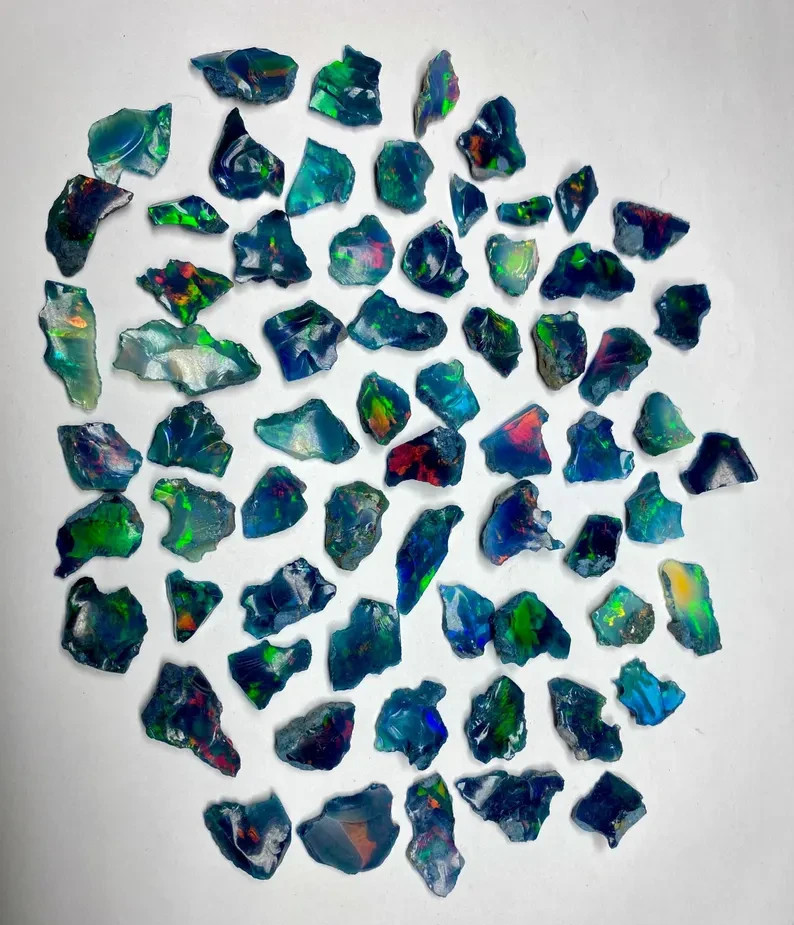 100 Cts Natural Ethiopian Black Opal Rough Welo Opal Multi Fire Raw Gemstones