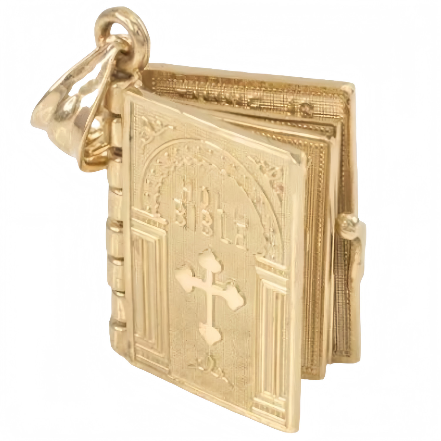 Silver Tone Hinged Bible Book Cross Pendant Necklace Religious Jewelry Unisex US
