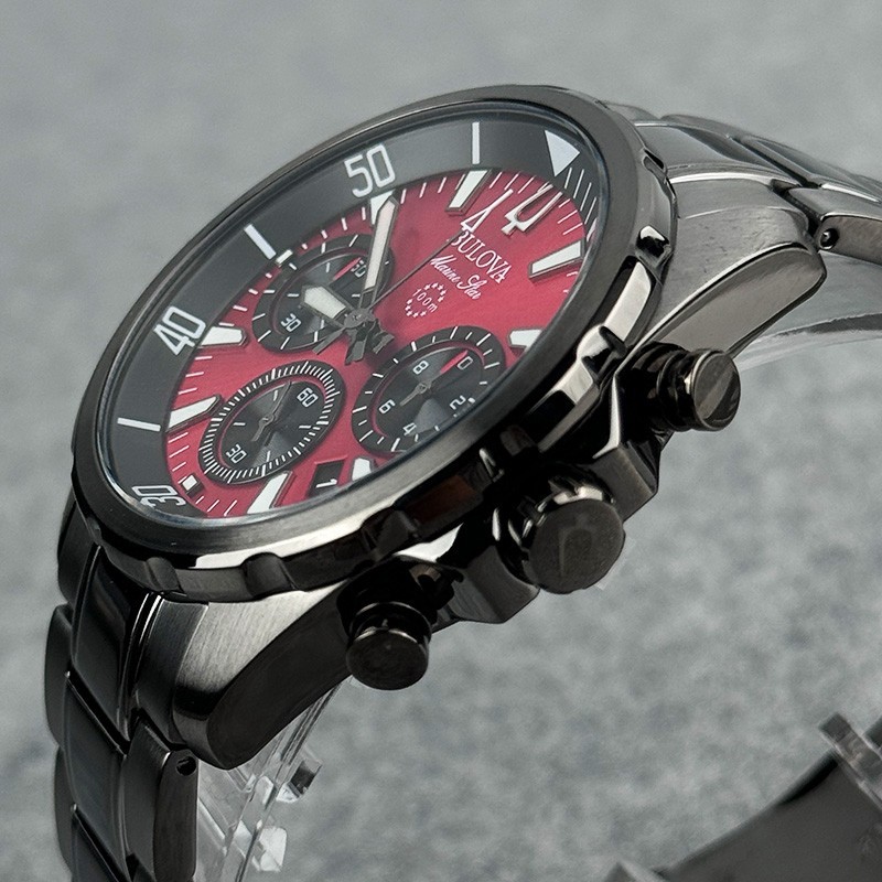 Bulova Marine Star 98B350 Men’s Chronograph 43mm Red Dial Quartz Watch