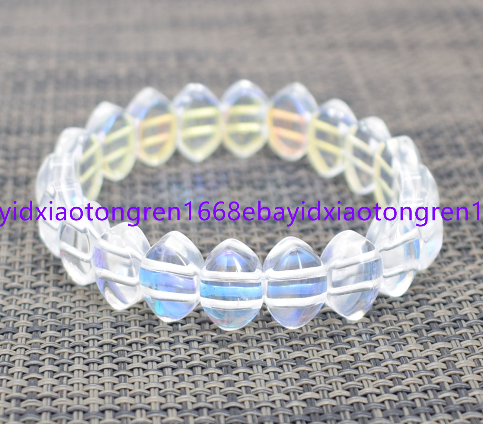 Natural White Rainbow Moonstone Gemstone Jewelry Bangle Bracelets 7.5 Inch