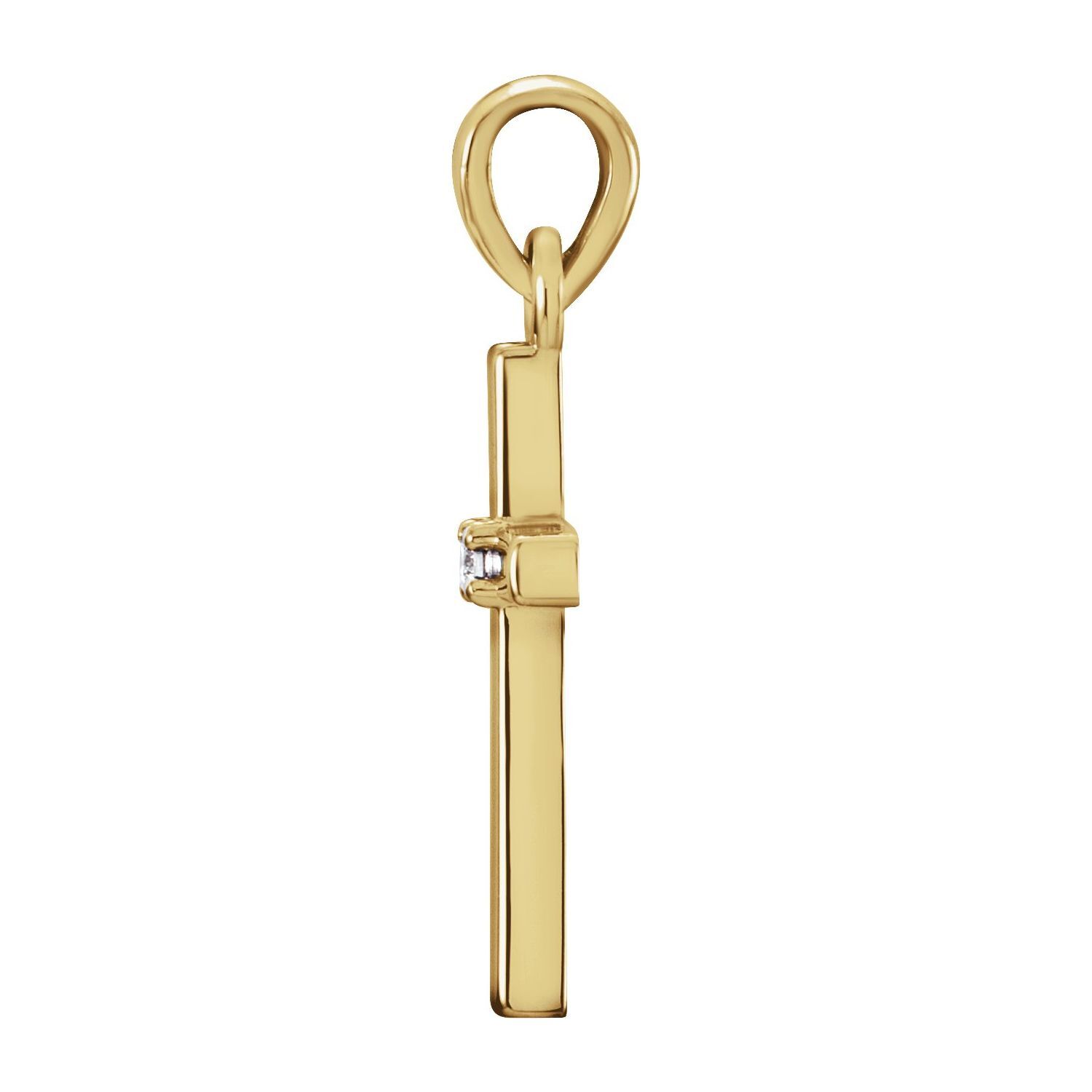 14K Yellow Gold .01 CT Natural Diamond Cross Pendant 0.69gm Gift for Mother